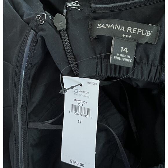 Banana Republic Puff Sleeve Maxi Dress Size 14 Black Low Back Wedding Event NWT - Picture 8 of 9